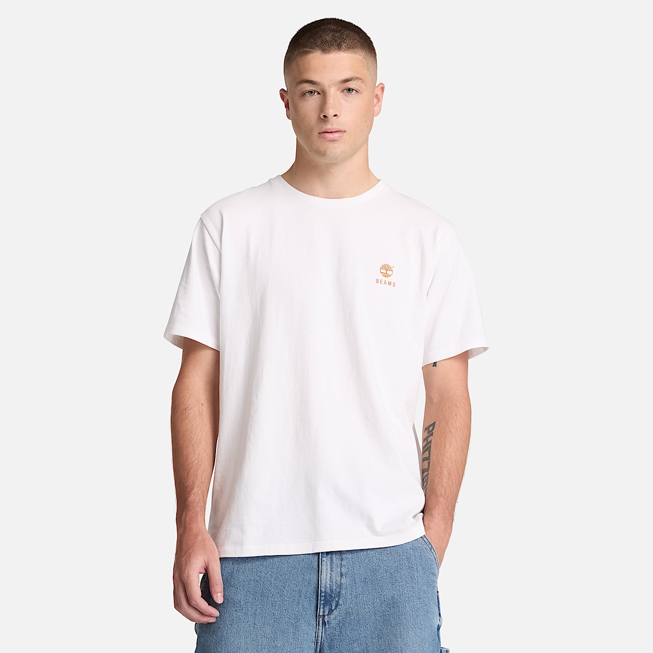 Uniseks Timberland x BEAMS Katoenen Tshirt met print in wit TBL wit ALT3