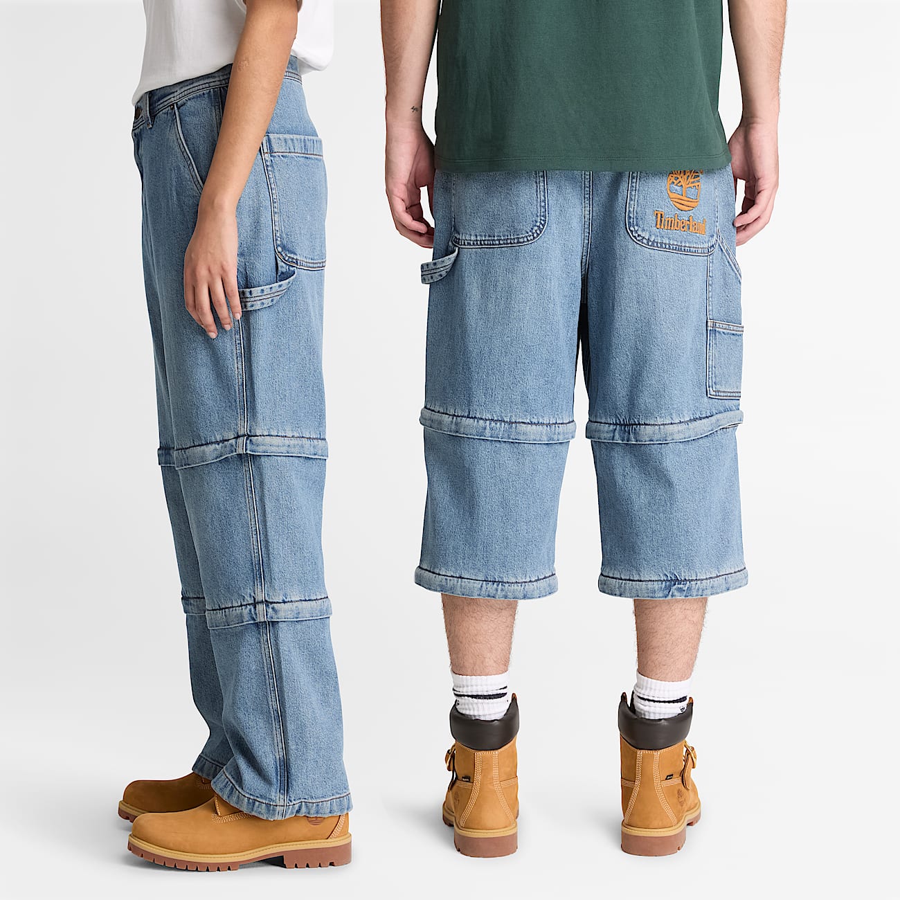 All Gender Timberland x BEAMS Denim Carpenter ZipOff Trouser in Light Blue TBL Blue ALT2