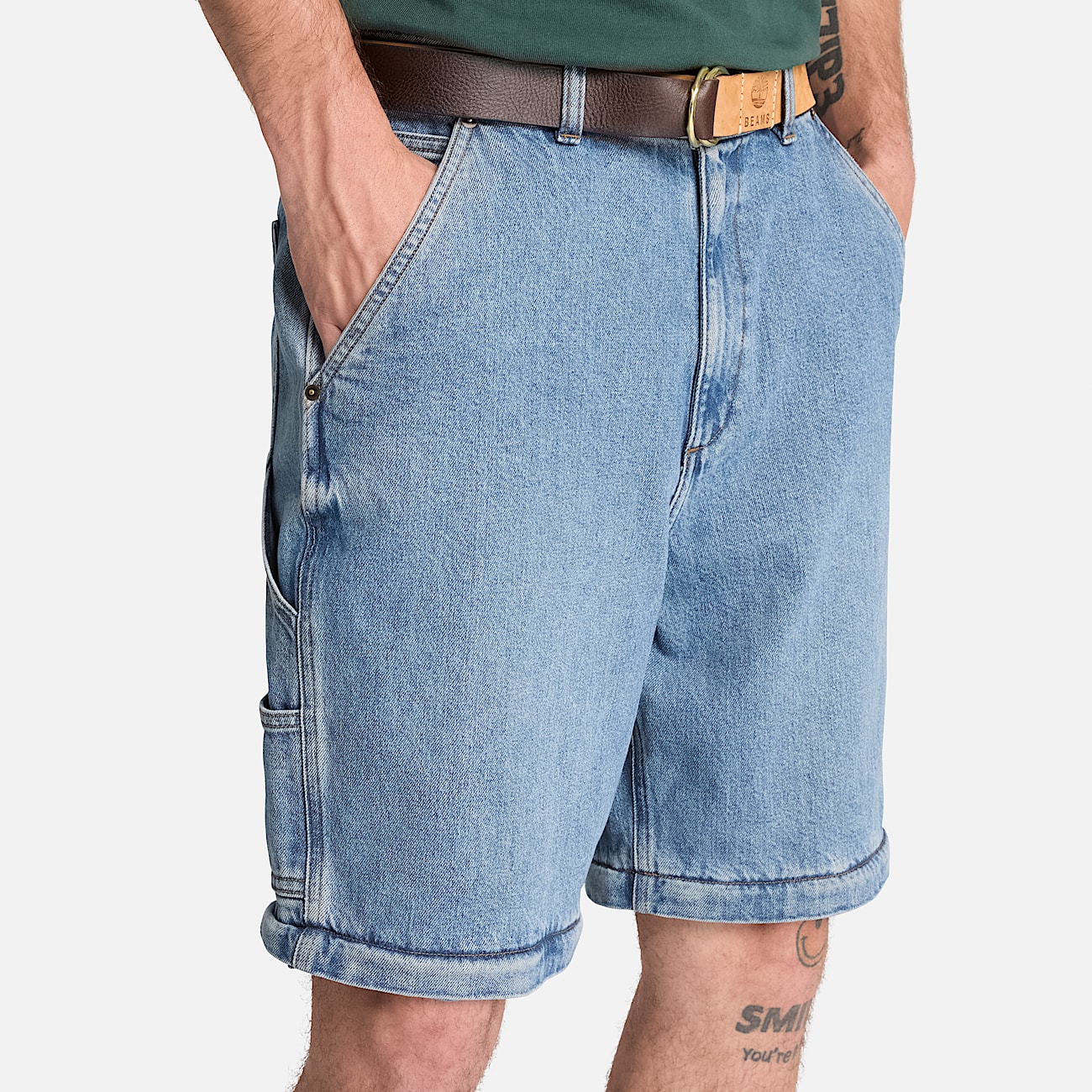 All Gender Timberland x BEAMS Denim Carpenter ZipOff Trouser in Light Blue TBL Blue ALT5