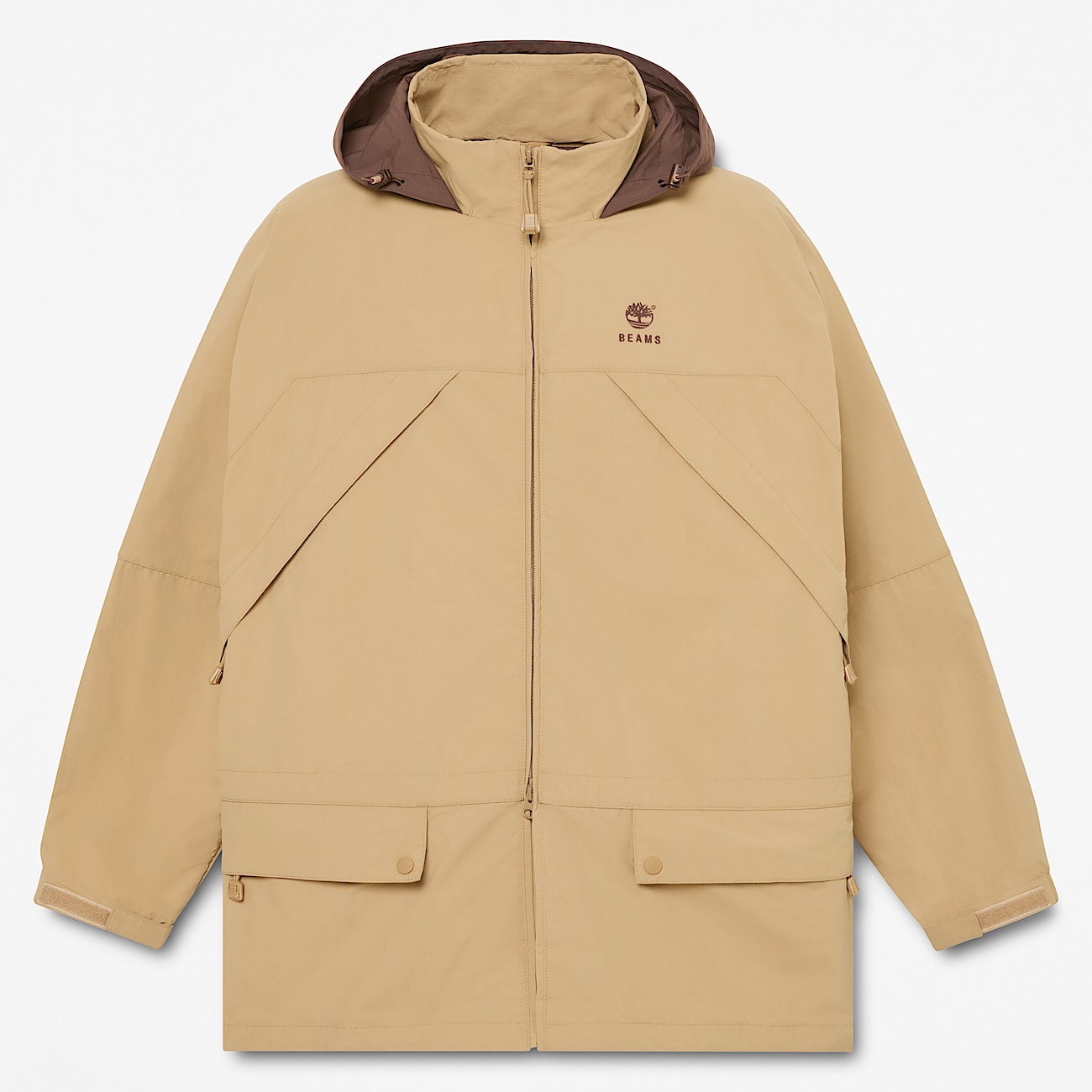 All Gender Timberland x BEAMS Nylon ZipUp Convertible Jacket in Khaki TBL Khaki HERO