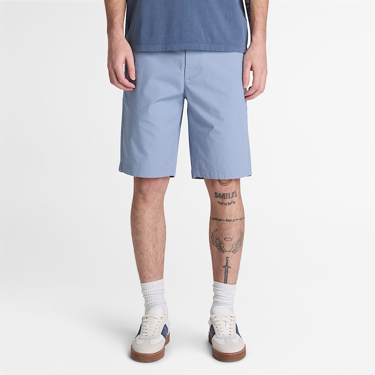 Pantalones cortos chinos elsticos de popelina Topsfield para hombre en azul TBL azul ALT1