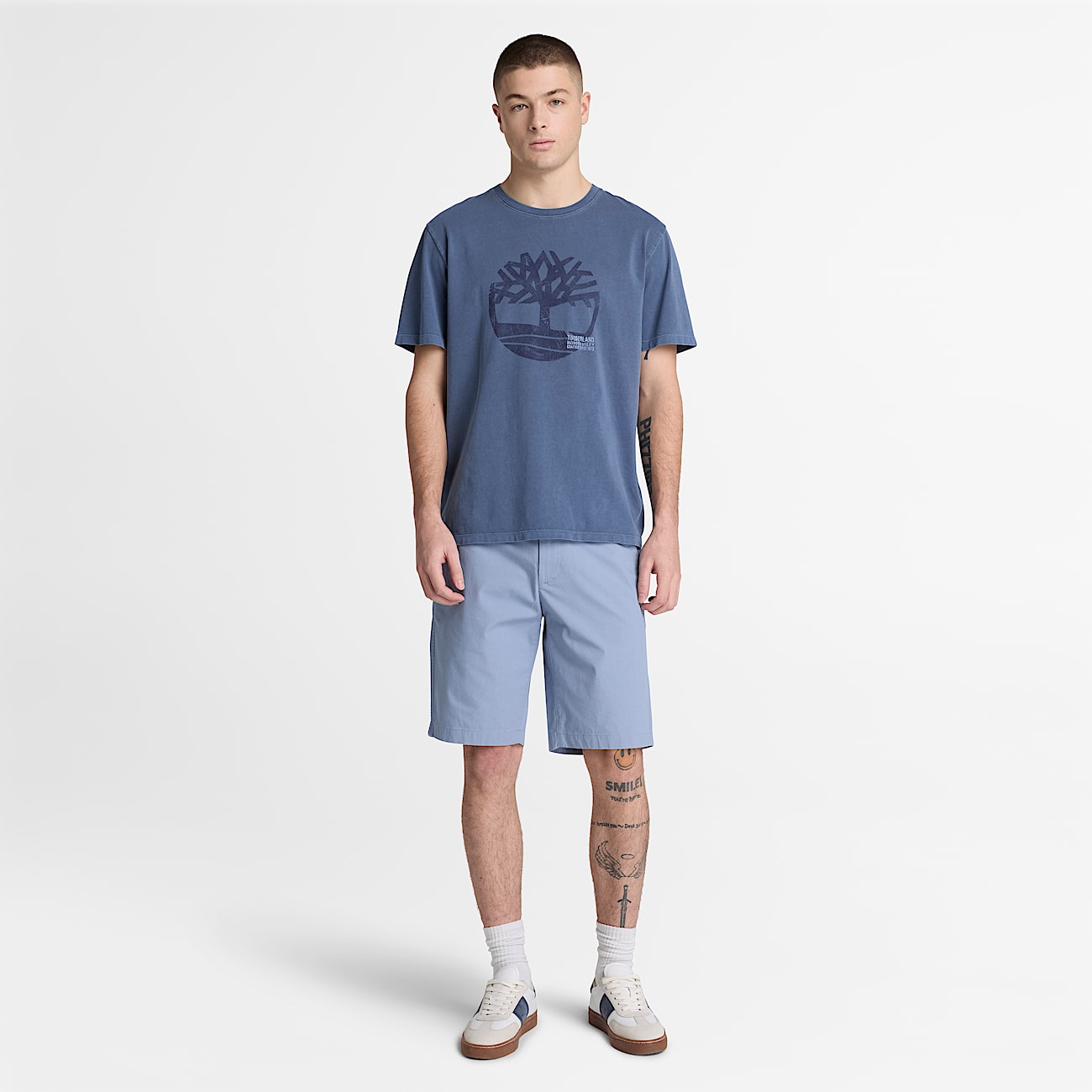 Pantalones cortos chinos elsticos de popelina Topsfield para hombre en azul TBL azul ALT2