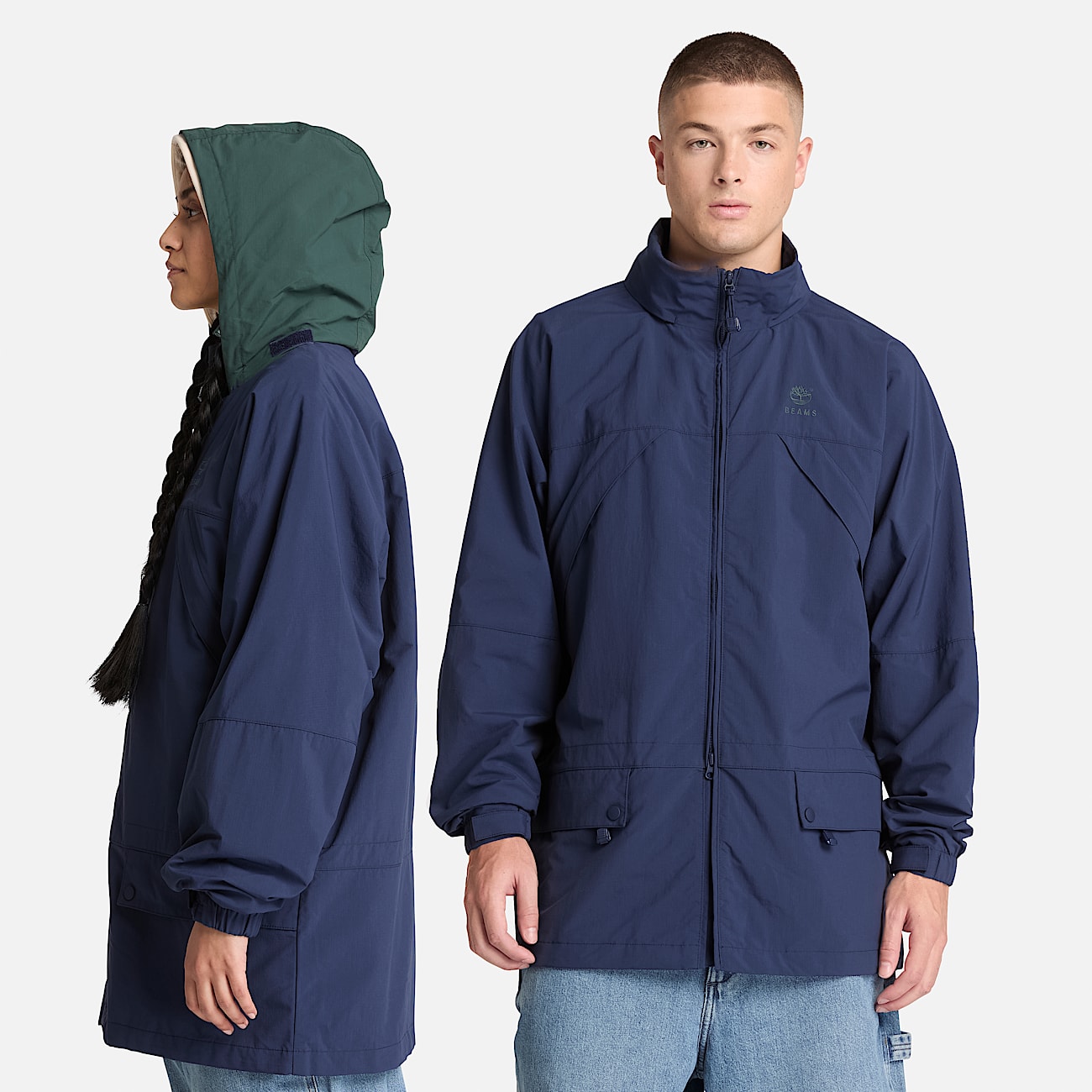 All Gender Timberland x BEAMS Nylon ZipUp Convertible Jacket in Dark Blue TBL Blue ALT2