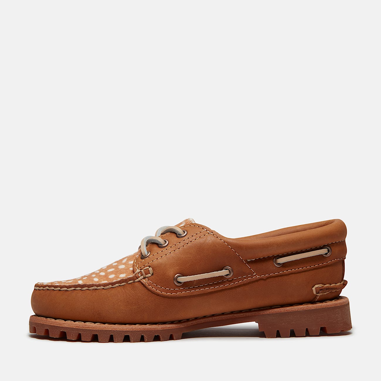 Autentisk Timberland sejlersko med tre snrehuller til kvinder i brunbeige TBL Brun ALT6