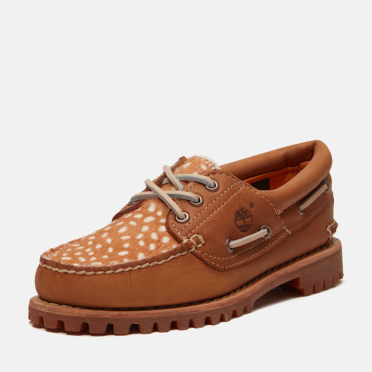Autentisk Timberland sejlersko med tre snrehuller til kvinder i brunbeige TBL Brun ALT9