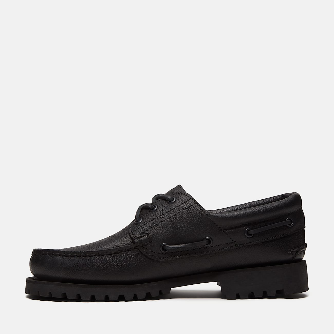 Chaussure bateau cousue main  3 illets Authentic Timberland pour homme en noir TBL noir ALT6