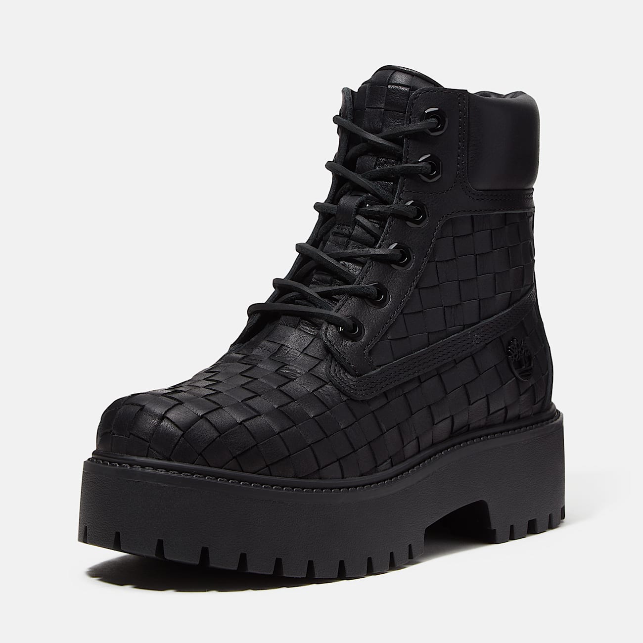 Stone Street Platform 6Inch Woven Boot for Women in Black TBL Black ALT9