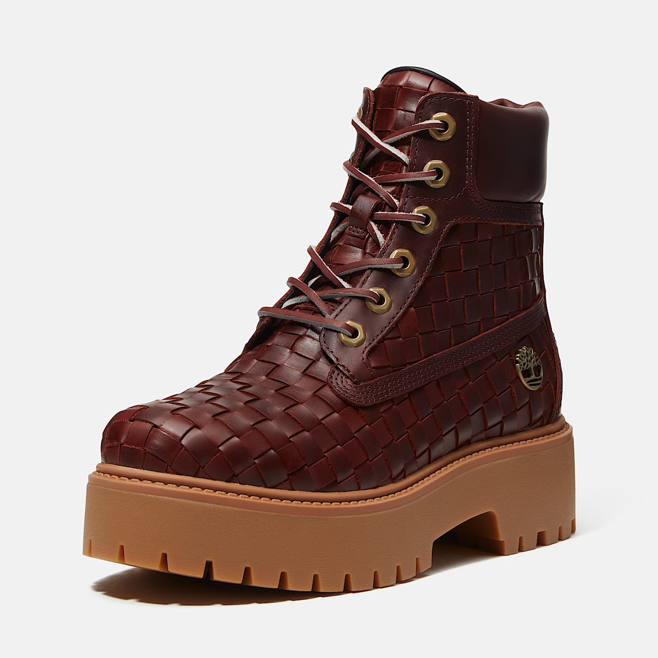 Stone Street Platform 6Inch Woven Boot for Women in Burgundy TBL Burgundy ALT9