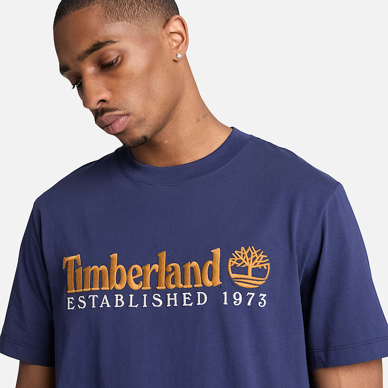 Tshirt  manches courtes et broderie Established 1973 pour homme en bleu fonc TBL bleu ALT3