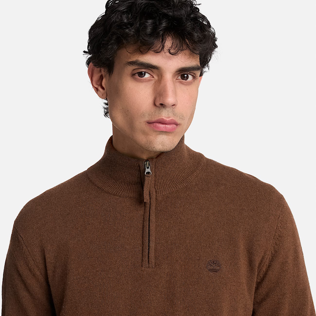 Cohas Brook Pullover aus Merinowolle mit 14Reiverschluss fr Herren in Braun TBL Braun ALT3