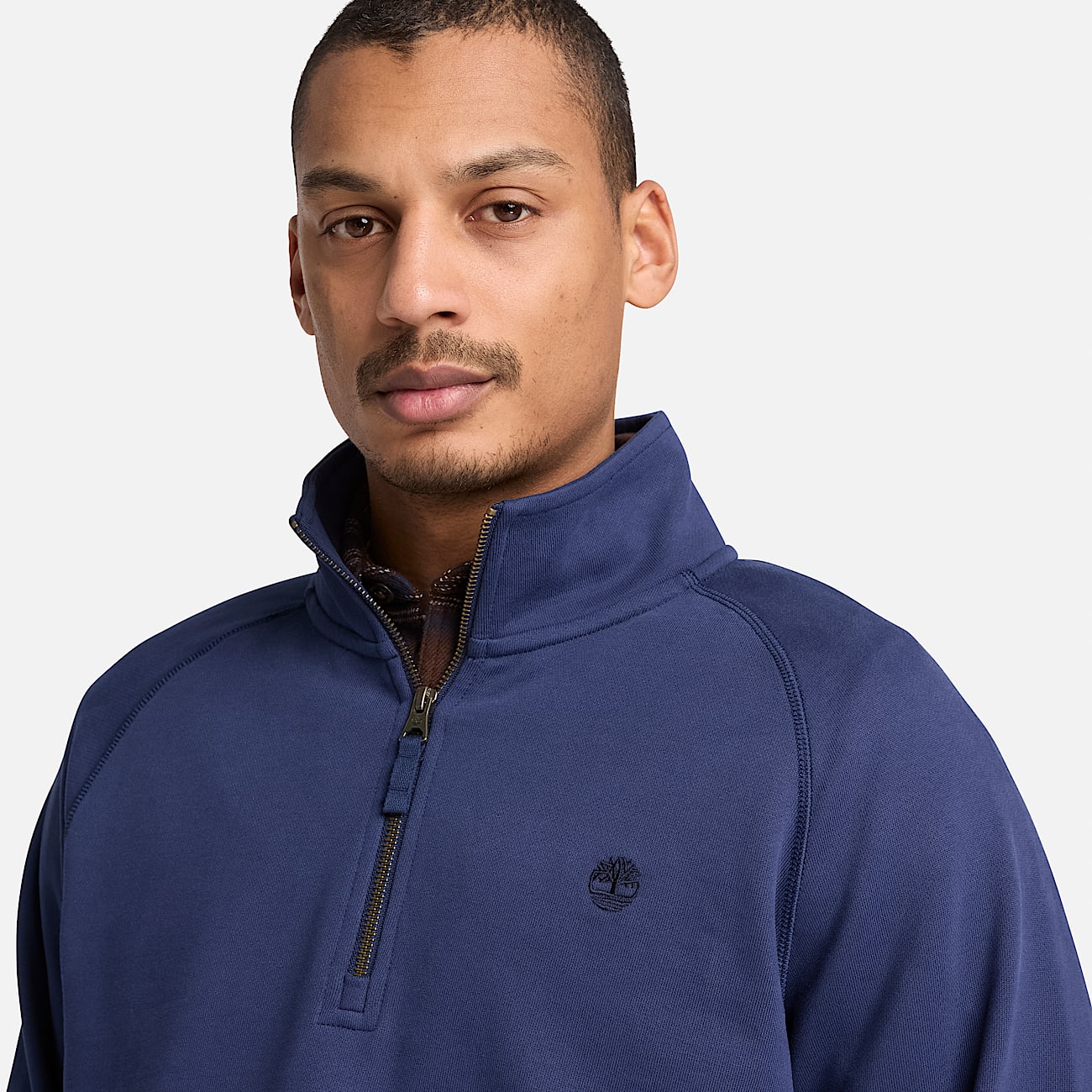 Exeter River Embroidered Logo QuarterZip Sweatshirt for Men in Dark Blue TBL Blue ALT3