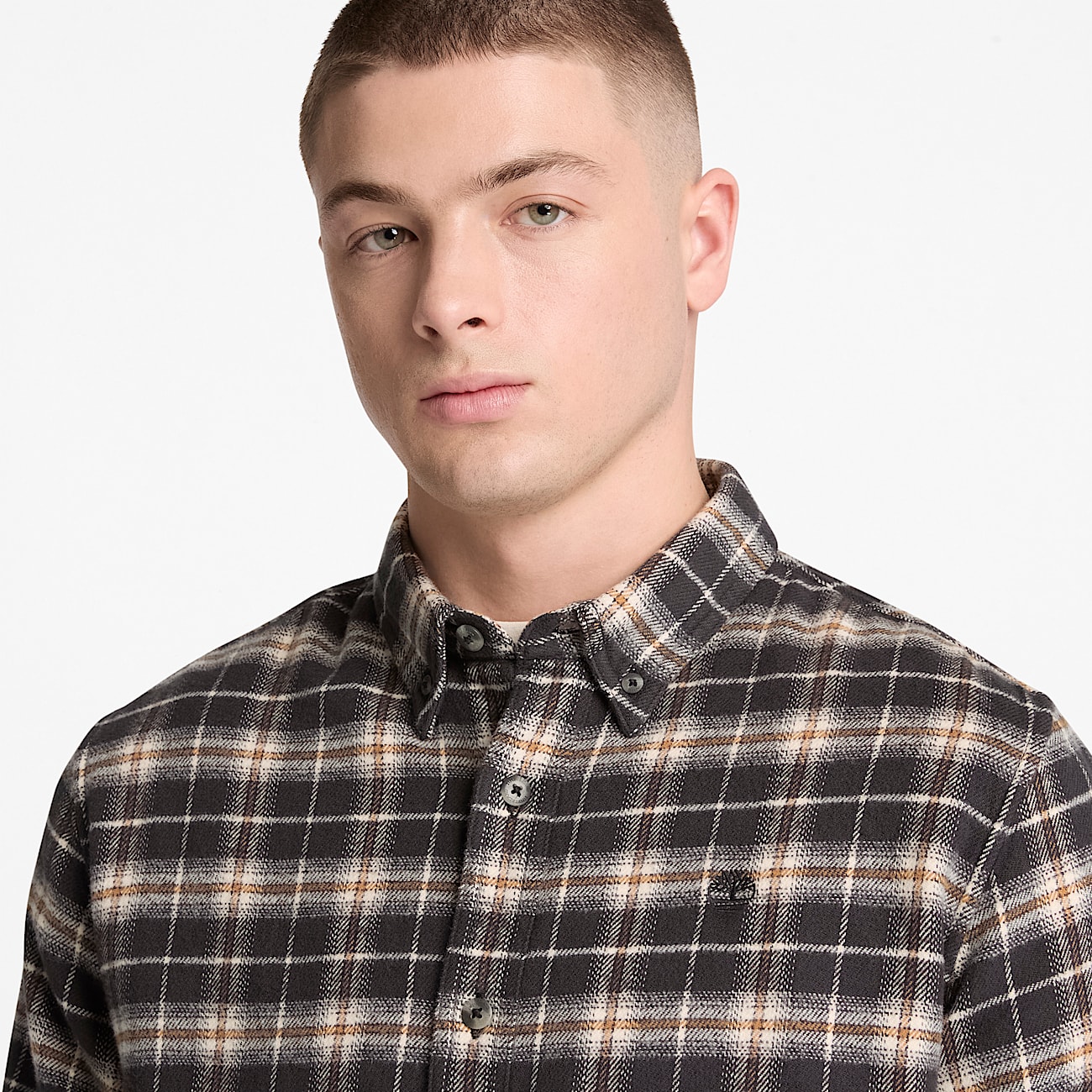 Chemise classique en flanelle  carreaux pour homme en noir TBL noir ALT3