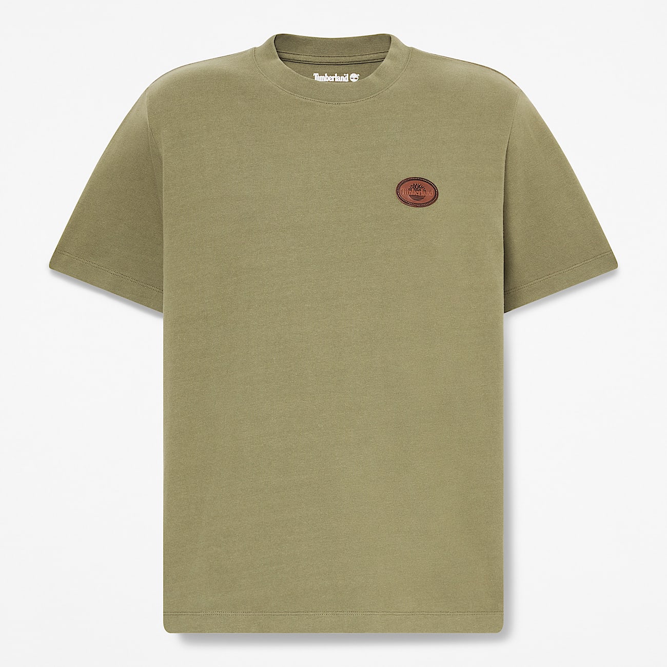 Leather Badge ShortSleeve TShirt for Men in Green TBL Green HERO