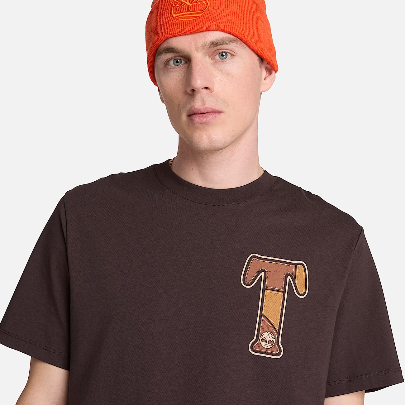 Patchwork KurzarmTShirt mit Grafik fr Herren in Dunkelbraun TBL Braun ALT3