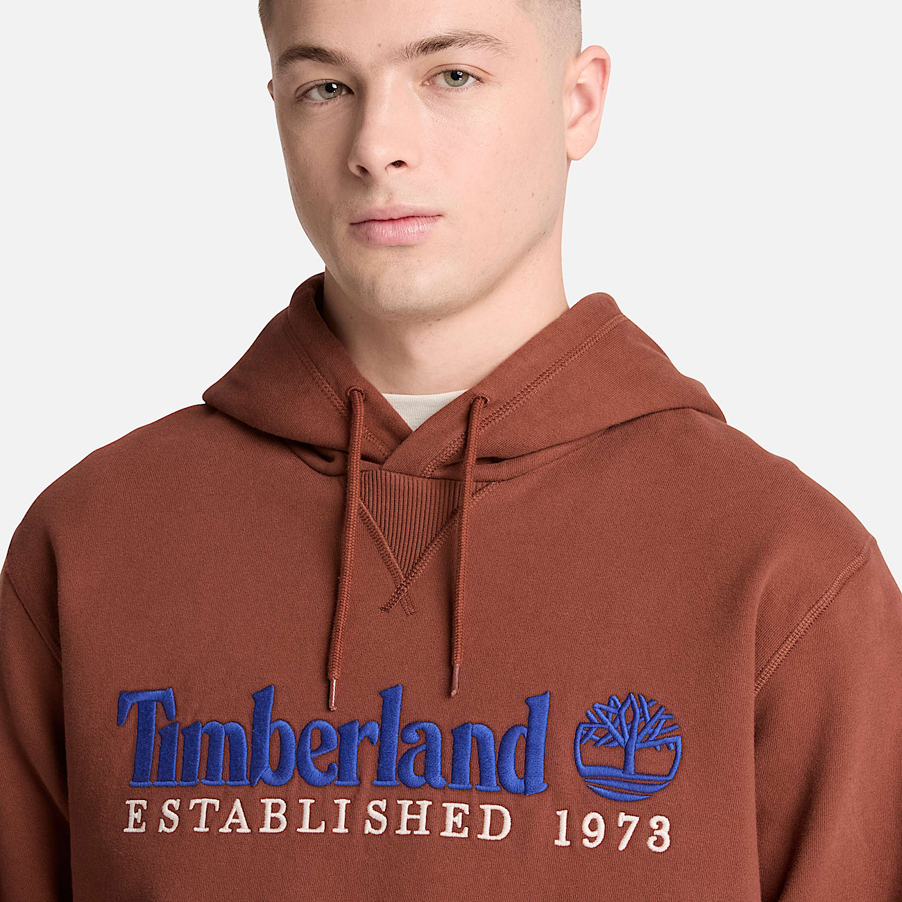 Established 1973 Embroidered Logo Hoodie for Men in Brown TBL Brown ALT3