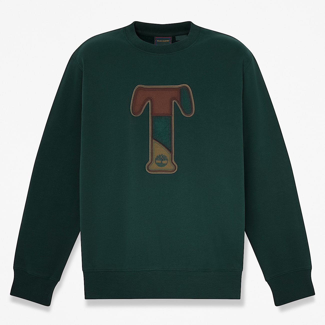 Patchwork Crew Sweatshirt for Men in Dark Green TBL Green HERO