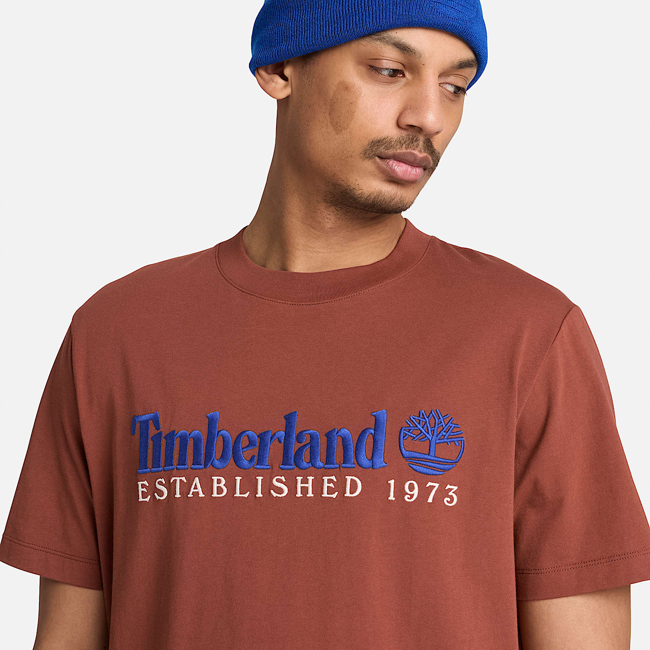 Tshirt  manches courtes et broderie Established 1973 pour homme en marron TBL marron ALT3
