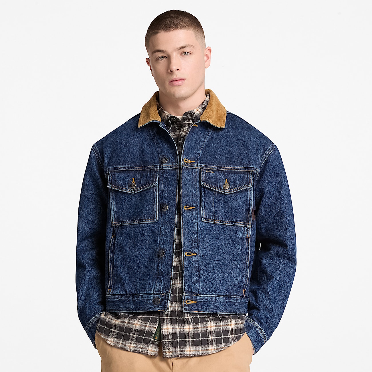 Denim Trucker Jacket for Men in Dark Blue TBL Blue ALT1