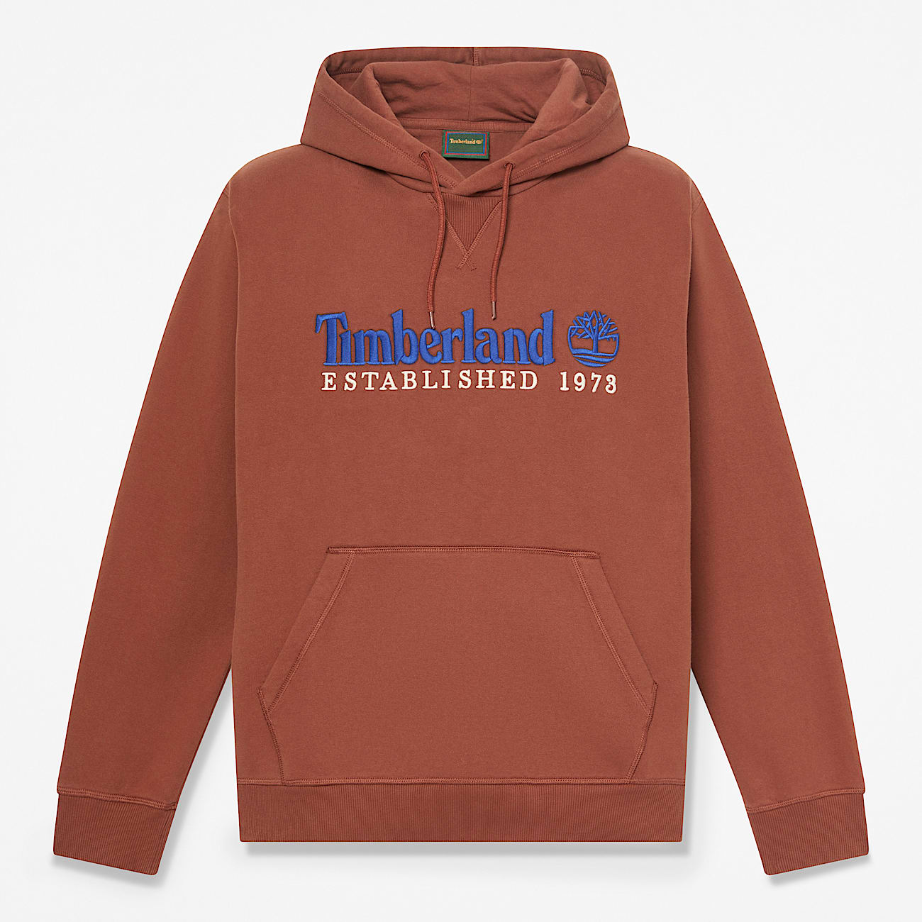 Established 1973 Embroidered Logo Hoodie for Men in Brown TBL Brown HERO