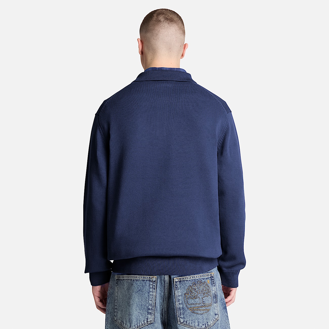 Williams River Cotton Polo Jumper for Men in Dark Blue TBL Blue ALT8