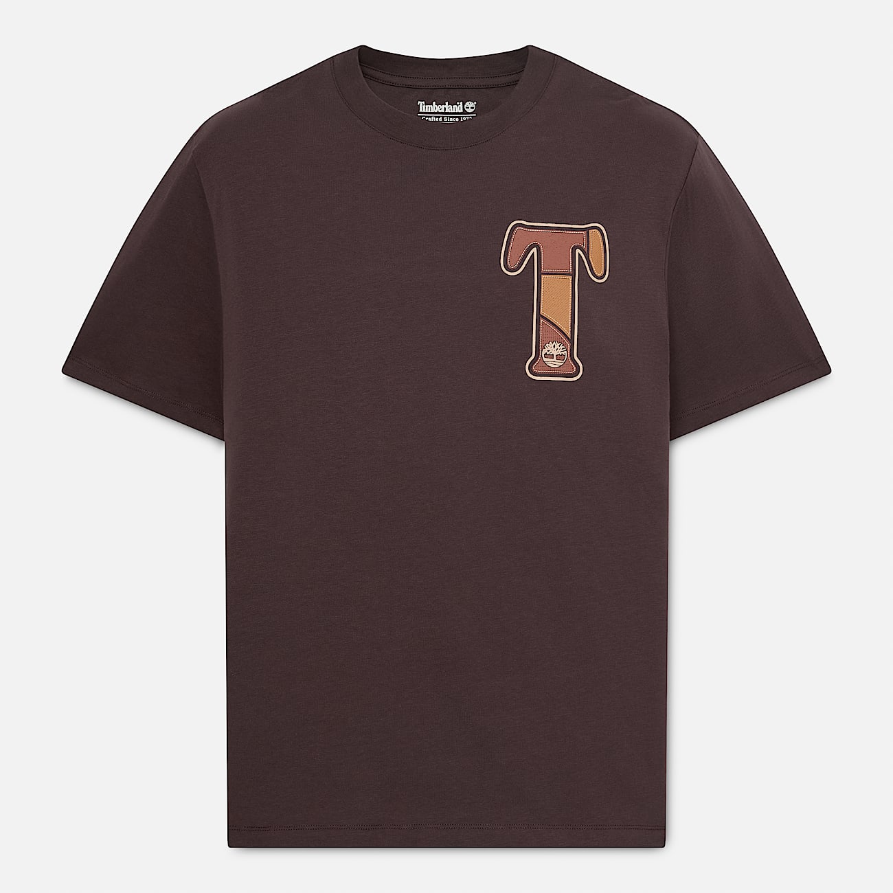 Patchwork KurzarmTShirt mit Grafik fr Herren in Dunkelbraun TBL Braun HERO