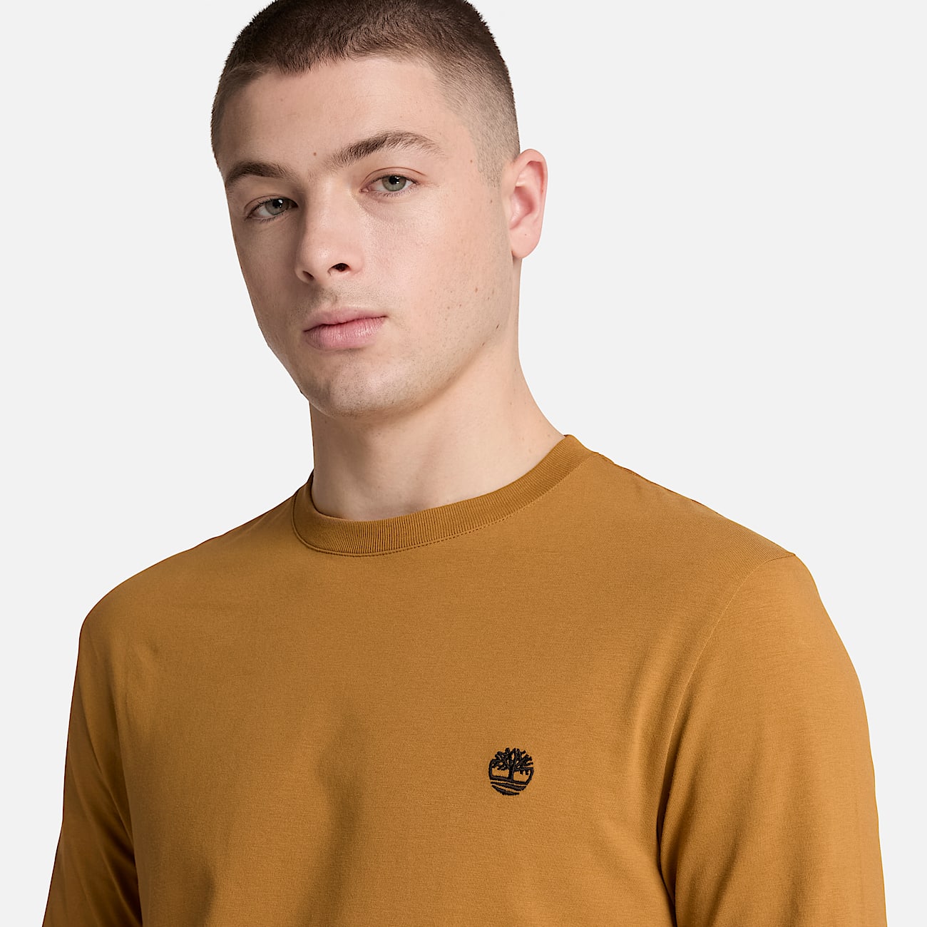 Dunstan River Slim Embroidered LongSleeve TShirt for Men in Yellow TBL Yellow ALT3