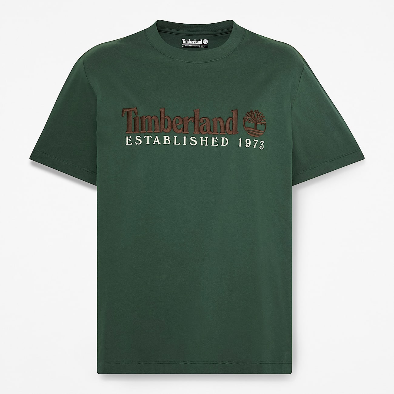 Tshirt  manches courtes et broderie Established 1973 pour homme en vert fonc TBL Verte HERO