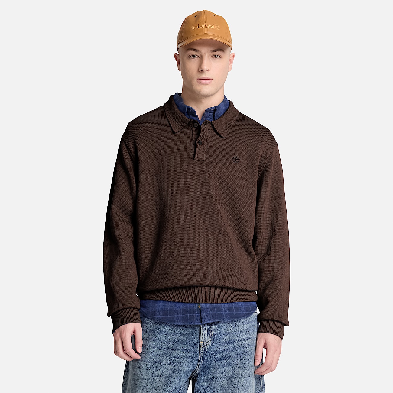 Williams River Cotton Polo Jumper for Men in Dark Brown TBL Brown ALT1