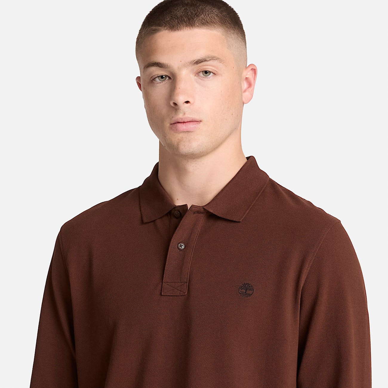 Millers River LongSleeve Polo for Men in Dark Brown TBL Brown ALT3