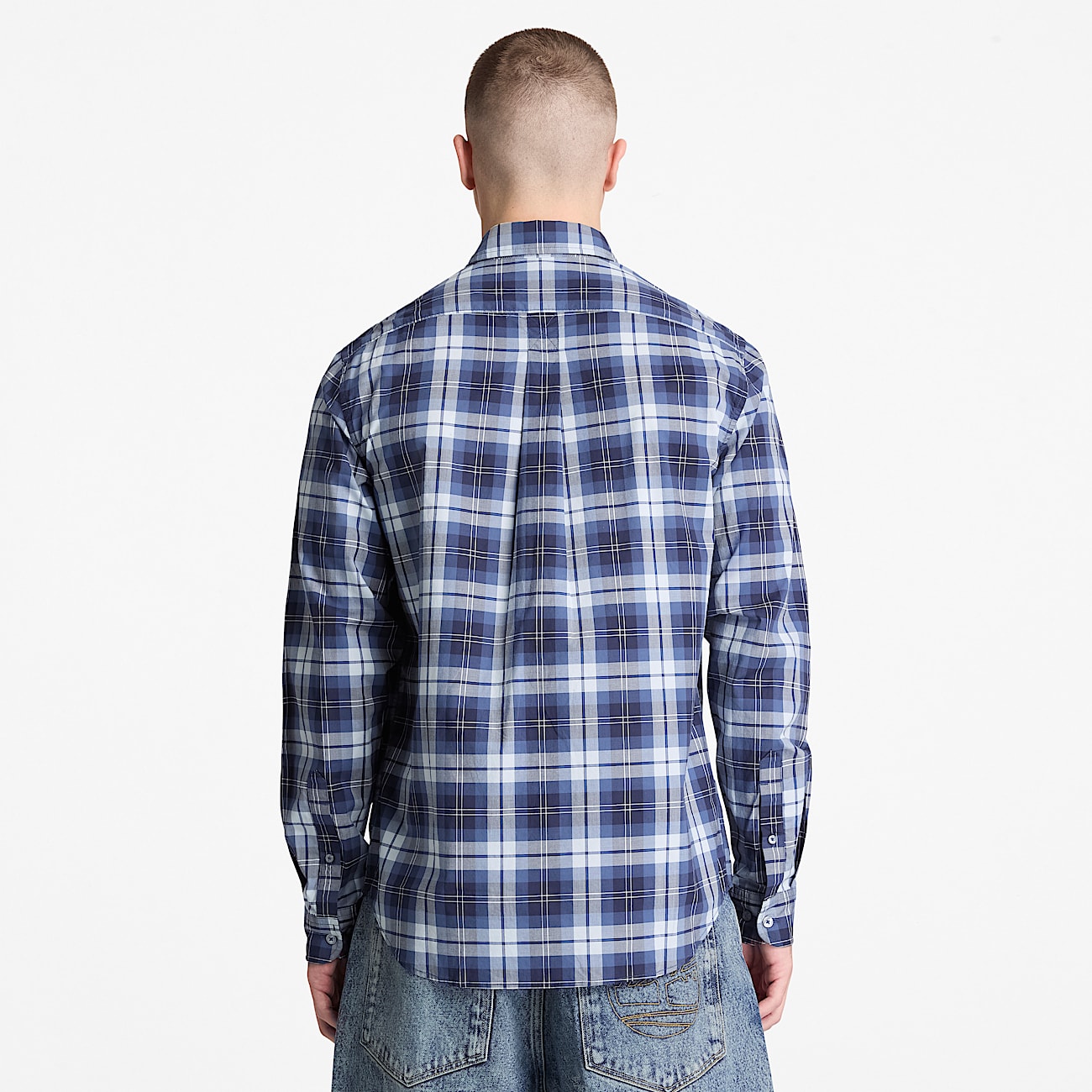 Kariertes PopelineHemd in regulrer Passform fr Herren in Dunkelblau TBL Blau ALT8