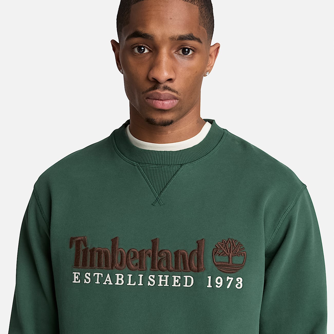 Sweat  col rond et logo brod Established 1973 pour homme en vert fonc TBL Verte ALT3