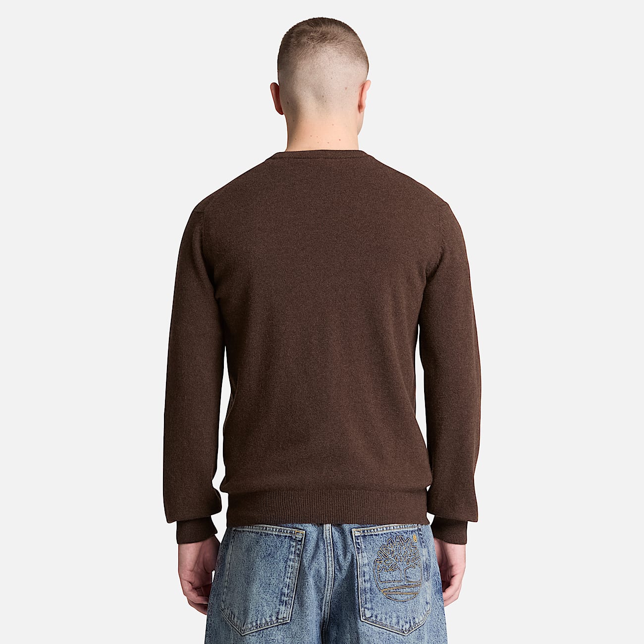 Jaffrey Wool Crewneck Jumper for Men in Dark Brown