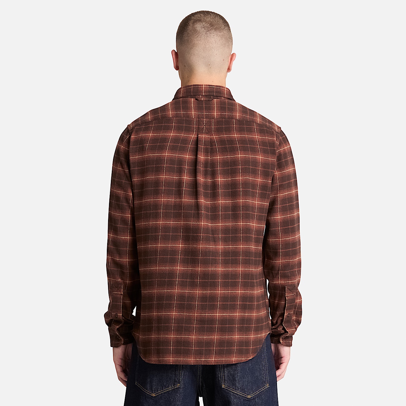 Chemise classique en flanelle  carreaux pour homme en marron fonc TBL marron ALT8