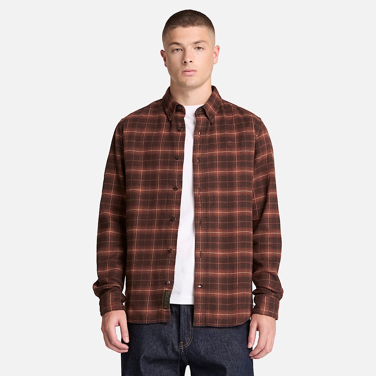 Chemise classique en flanelle  carreaux pour homme en marron fonc TBL marron ALT1