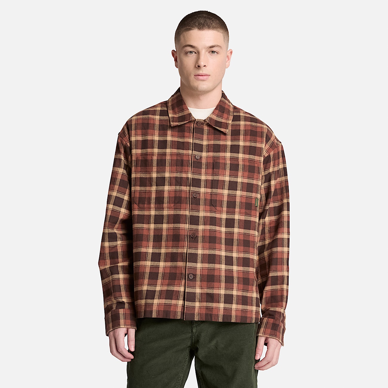 Camisa a cuadros de franela gruesa para hombre en marrn TBL marrn ALT1
