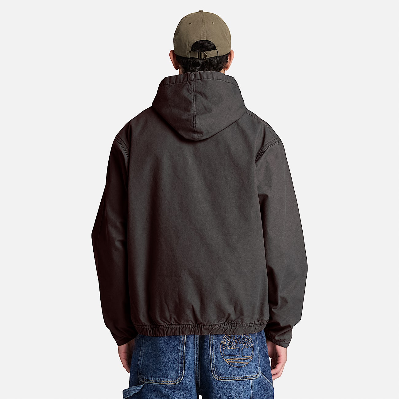 Hooded Canvas Bomber for Men in Black TBL Black ALT8