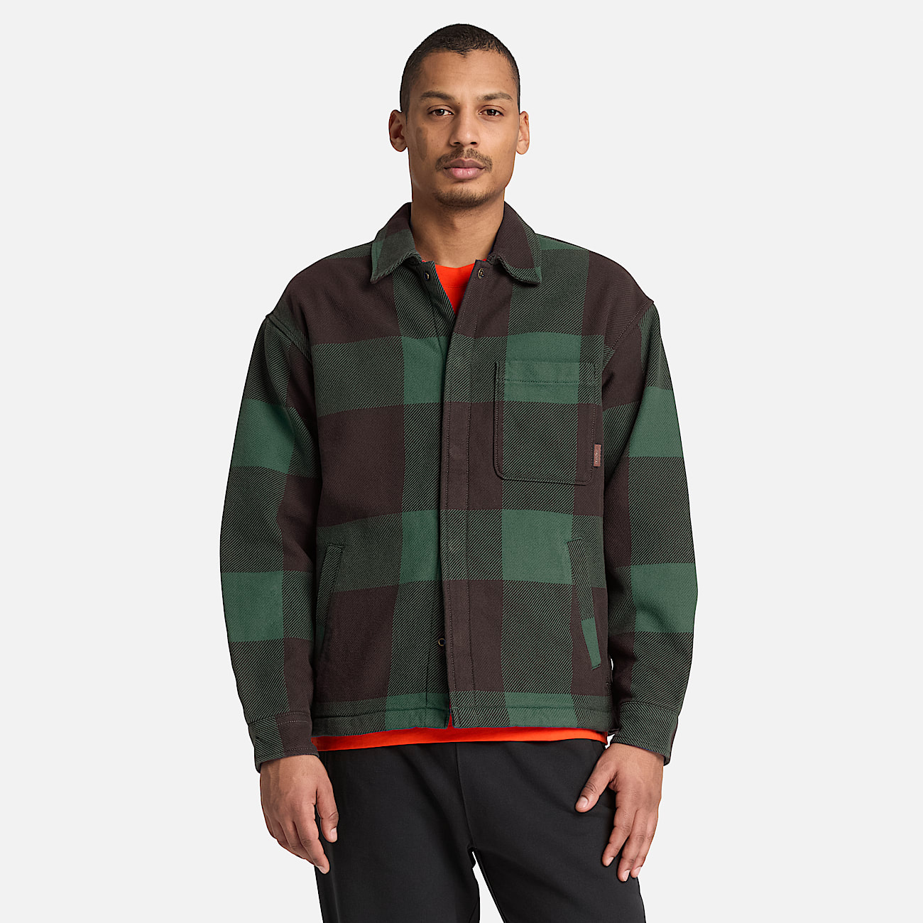 FleeceLined Checkered Overshirt for Men in Dark Brown TBL Brown ALT1