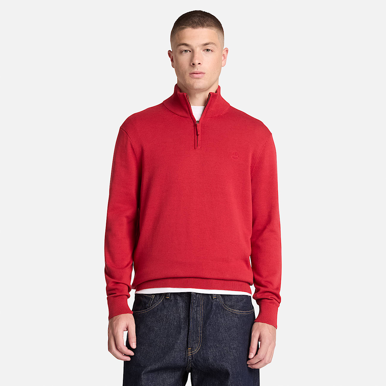 Jersey de algodn con cremallera de 14 Williams River para hombre en rojo TBL rojo ALT1