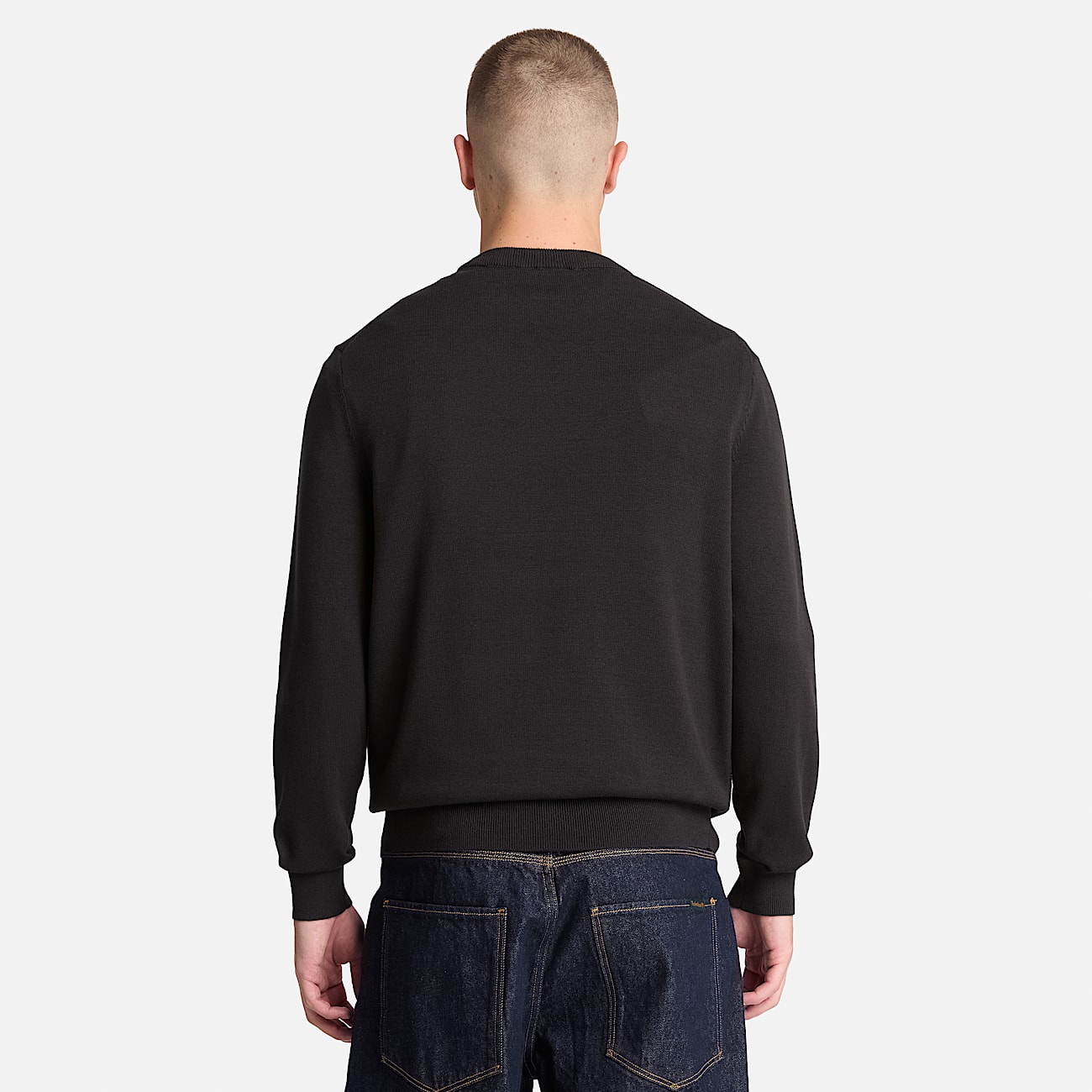Williams River Cotton Crewneck Jumper for Men in Black TBL Black ALT8