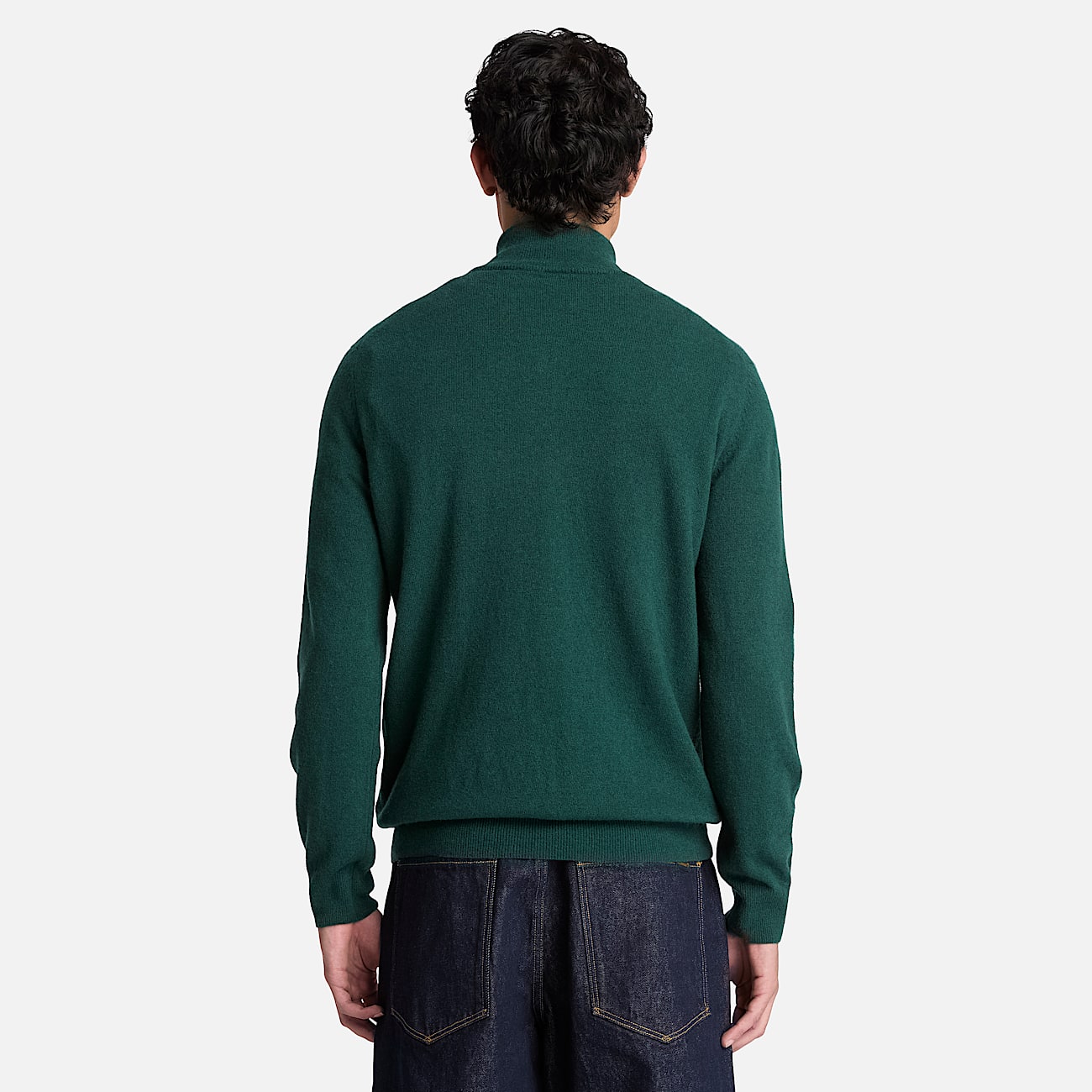 Jersey de lana merina con cremallera de 14 Cohas Brook para hombre en verde oscuro TBL verde ALT8