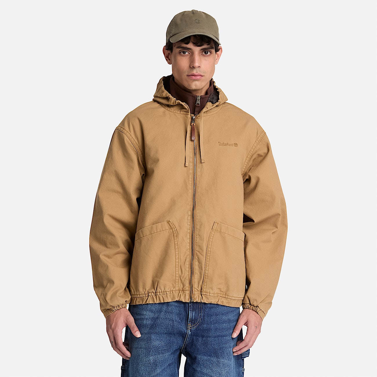 Hooded Canvas Bomber for Men in Brown TBL Brown ALT1