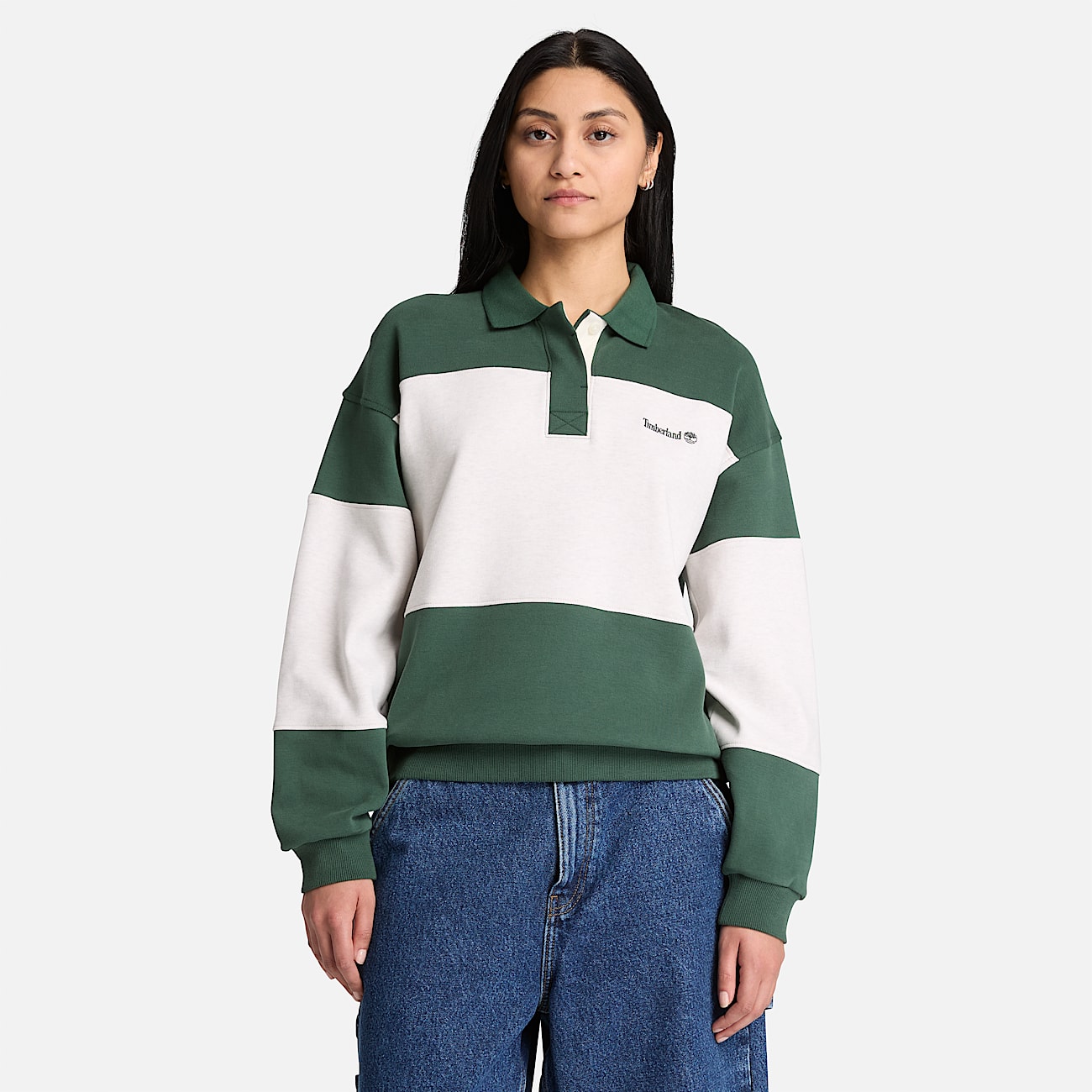RugbyPoloSweatshirt fr Damen in DunkelgrnHellbeige TBL Grn ALT1