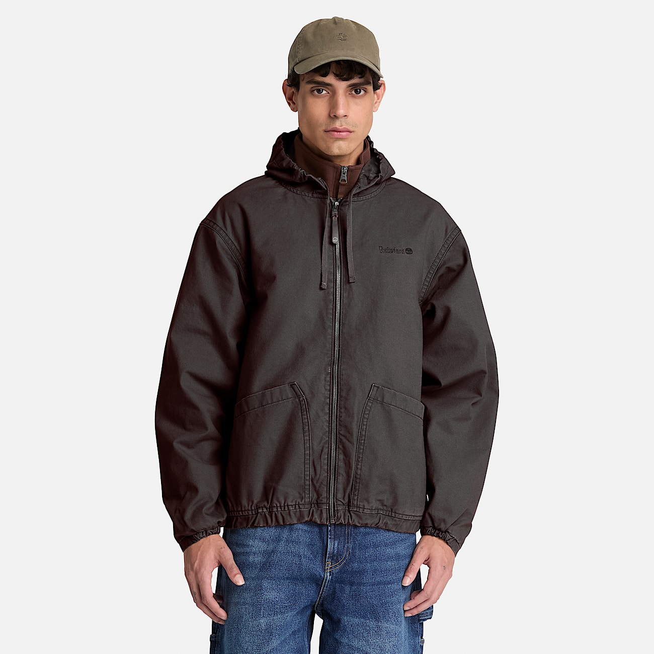 Hooded Canvas Bomber for Men in Black TBL Black ALT1
