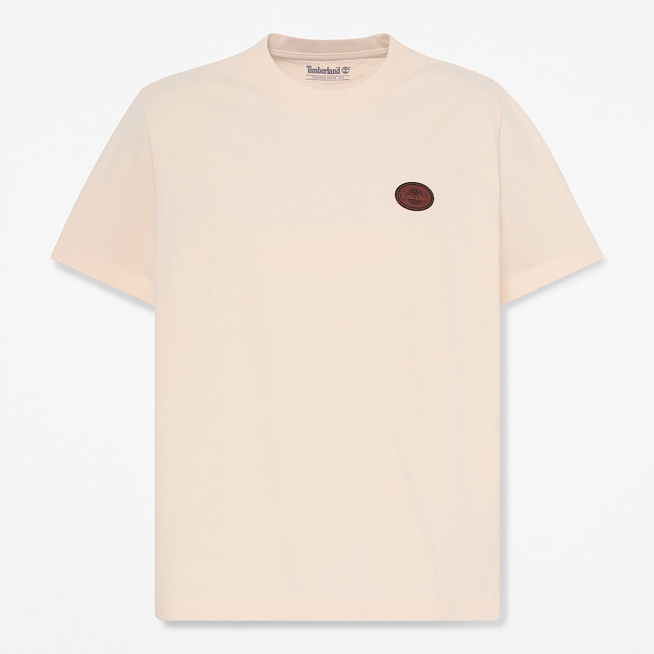Tshirt  manches courtes et cusson en cuir pour homme en beige TBL beige HERO