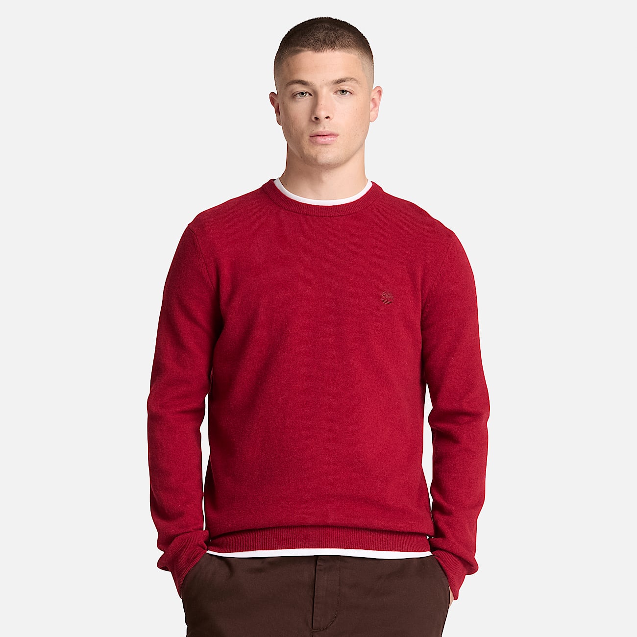 Cohas Brook Pullover mit Rundhalsausschnitt aus Merinowolle fr Herren in Rot TBL Rot ALT1