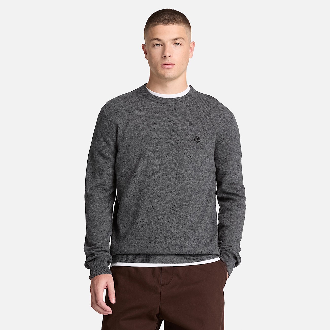 Cohas Brook Pullover mit Rundhalsausschnitt aus Merinowolle fr Herren in Dunkelgrau TBL Grau ALT1
