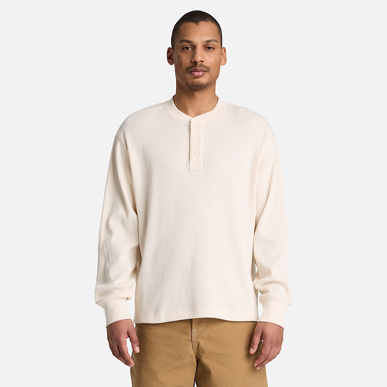 Langrmeliges Wharf River Polohemd mit Waffelstruktur fr Herren in Beige TBL Beige ALT1