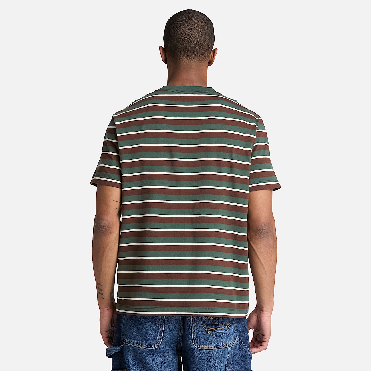 Stripe ShortSleeve TShirt for Men in Dark Green TBL Green ALT8