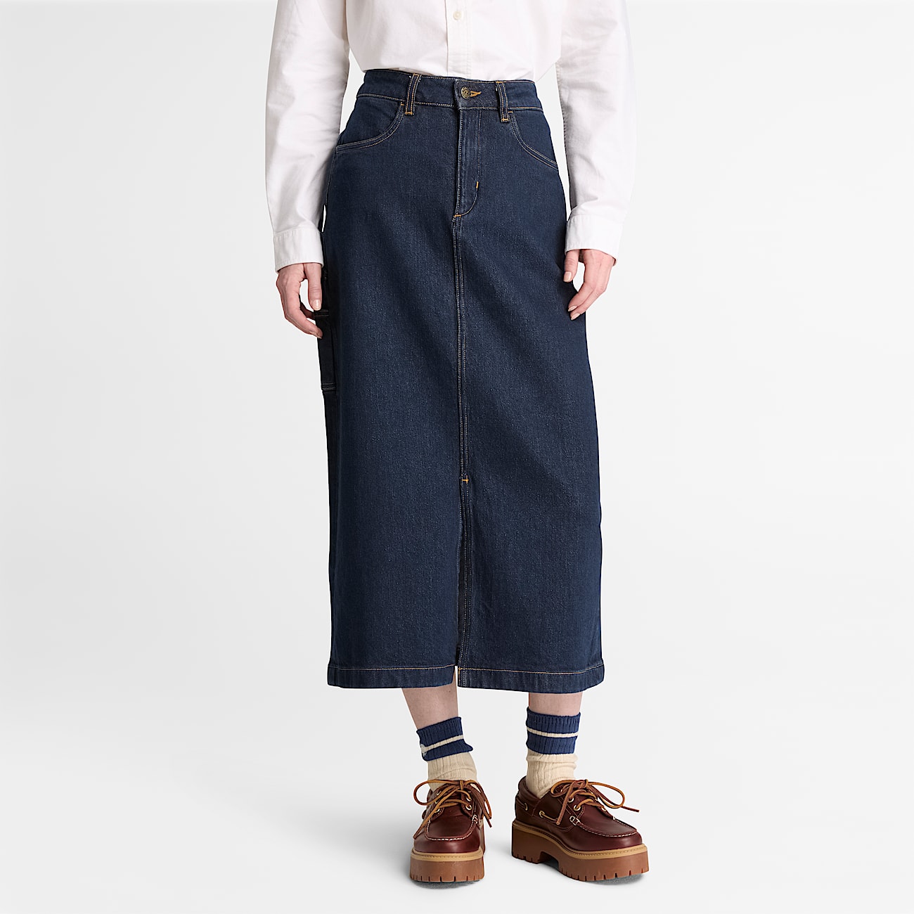 Long Denim Skirt for Women in Dark Blue TBL Blue ALT1