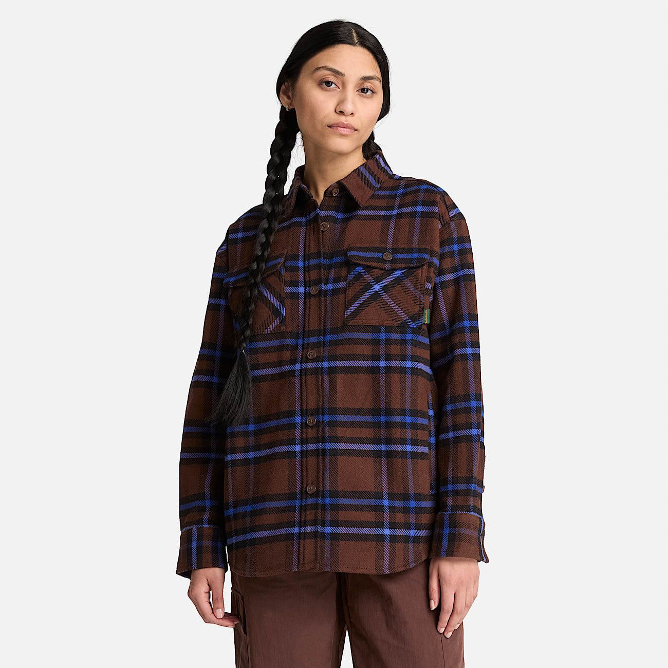 Surchemise  carreaux pour femme en marron fonc TBL marron ALT1
